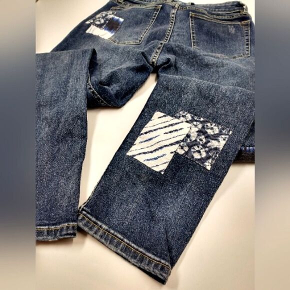 Tommy Bahama Boho Patchwork Vintage Boyfriend Slim Denim Jeans Pants Sz 26 - Picture 15 of 16